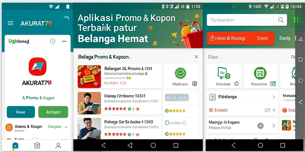 Tampilan aplikasi AKURAT79 dengan berbagai pilihan kupon dan promo.