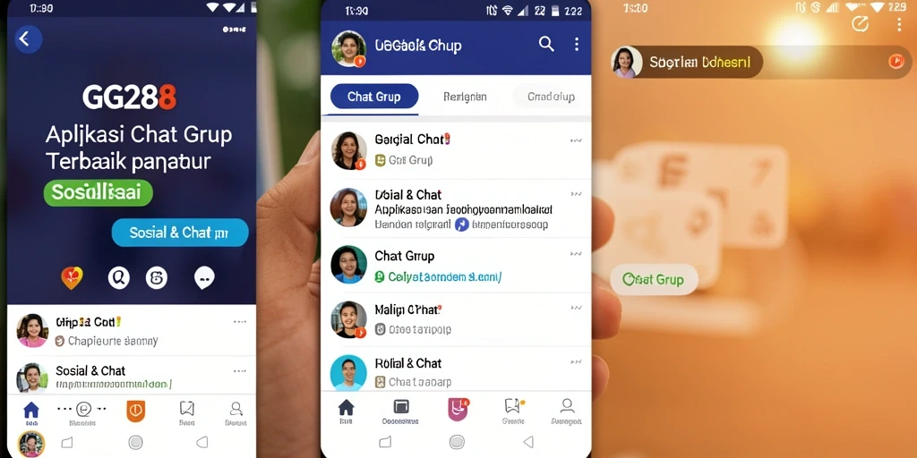Screenshot utama GG288 menampilkan antarmuka chat grup yang menarik.